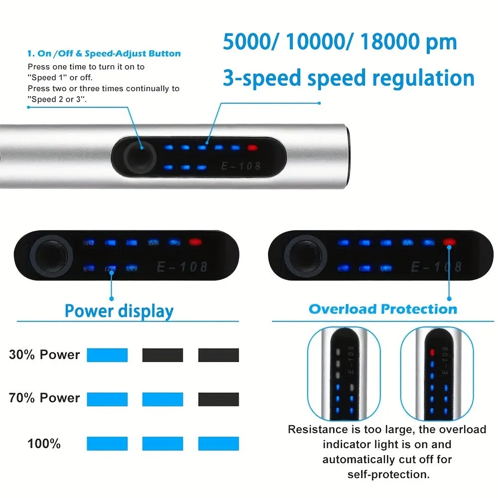 Cordless Rotary Tool Rechargeable Engraving Pen With 280mAh Battery Electric Adjustable Speed Carving Pen Portable Wood Engraving Tool For Sanding Polishing Drilling Etching