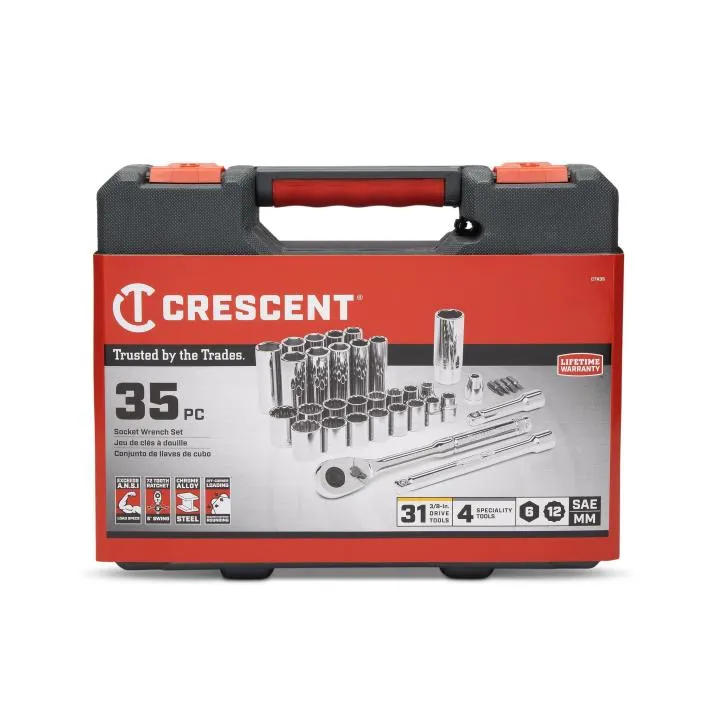 Crescent 3/8" Drive 6 & 12 Point Standard & Deep SAE/Metric Mechanics Tool Set