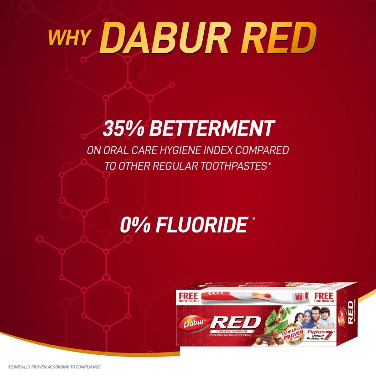 Dabur Red Ayurvedic Toothpaste With Tooth Brush Free - 200g