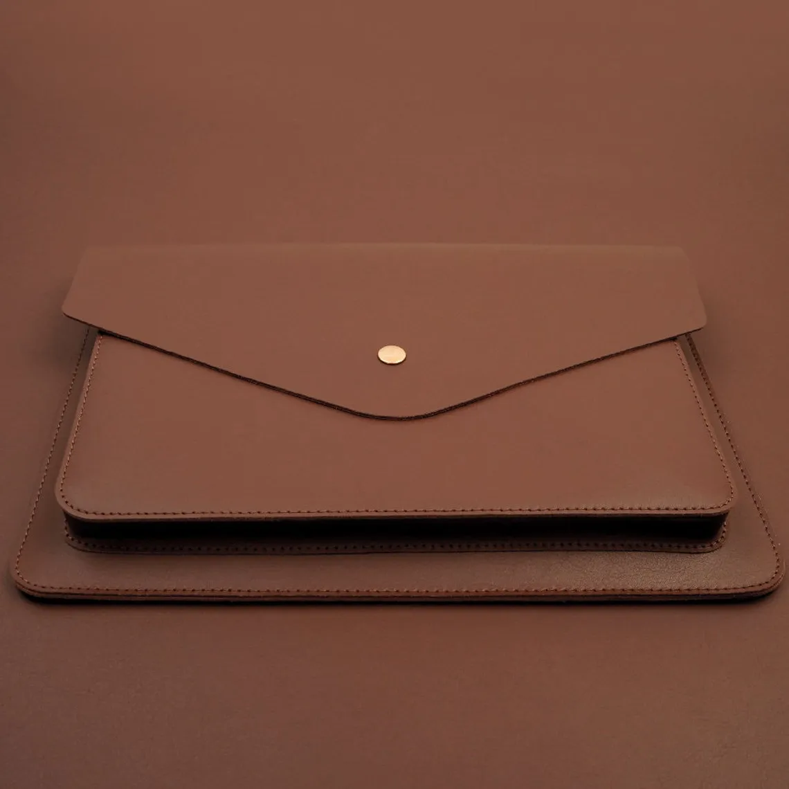 Dazzlo Genuine Leather Laptop Sleeve with Charger Pouch - Dark Brown/Mint Green - 13"/14"/15"