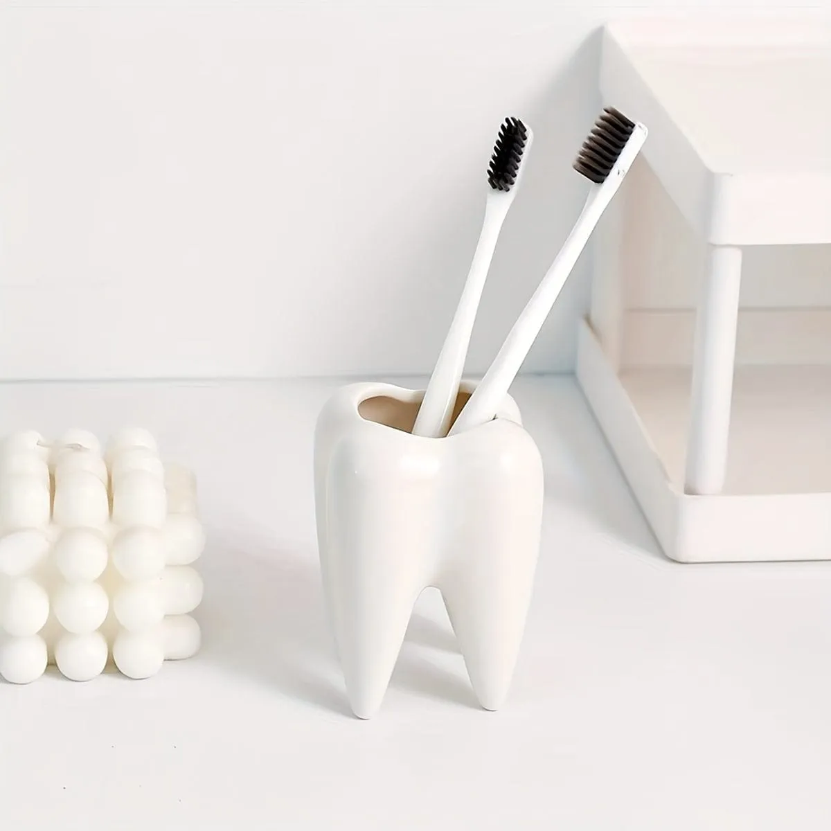 Dentist Ceramic Tooth Shaped Pen Holder Office Accessory