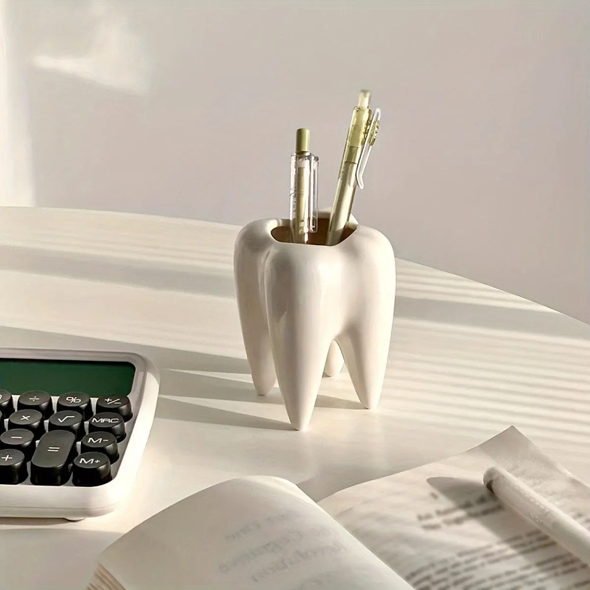 Dentist Ceramic Tooth Shaped Pen Holder Office Accessory