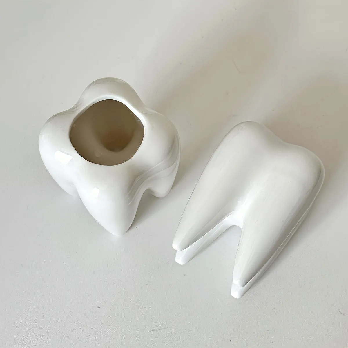 Dentist Ceramic Tooth Shaped Pen Holder Office Accessory