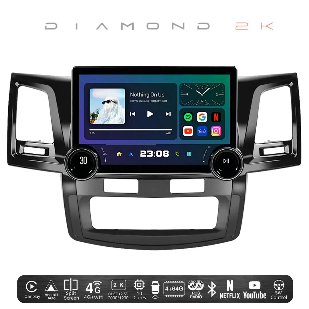 Diamond 2K - 11.5 Inch Dual Knob Android Multimedia Entertainment Unit - Toyota Hilux (05-14) A/C