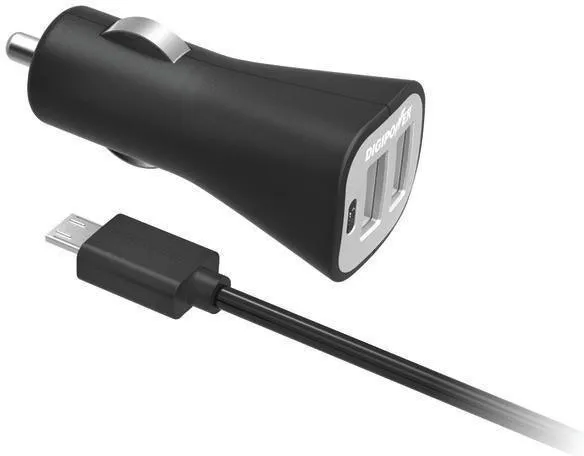 DIGIPOWER InstaSense Dual-Port USB Car Charger 2.4-Amp w/ 5ft micro USB Cable IS-PC2DM