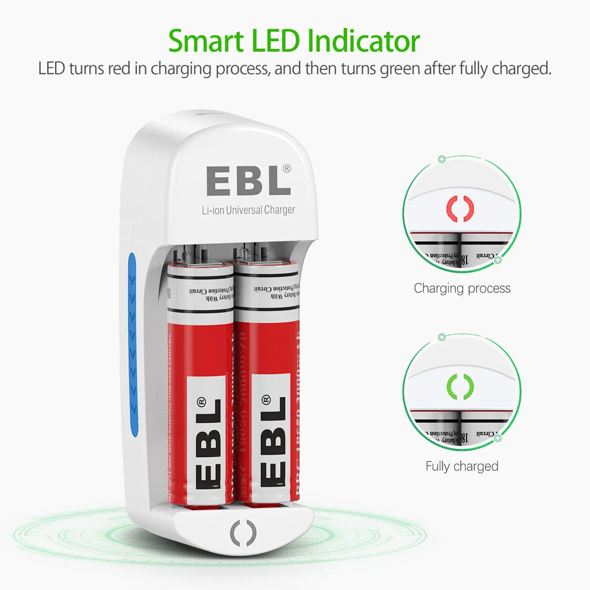 EBL 839 Lithium Battery Charger for 18650 16340 14500 Li-ion Batteries