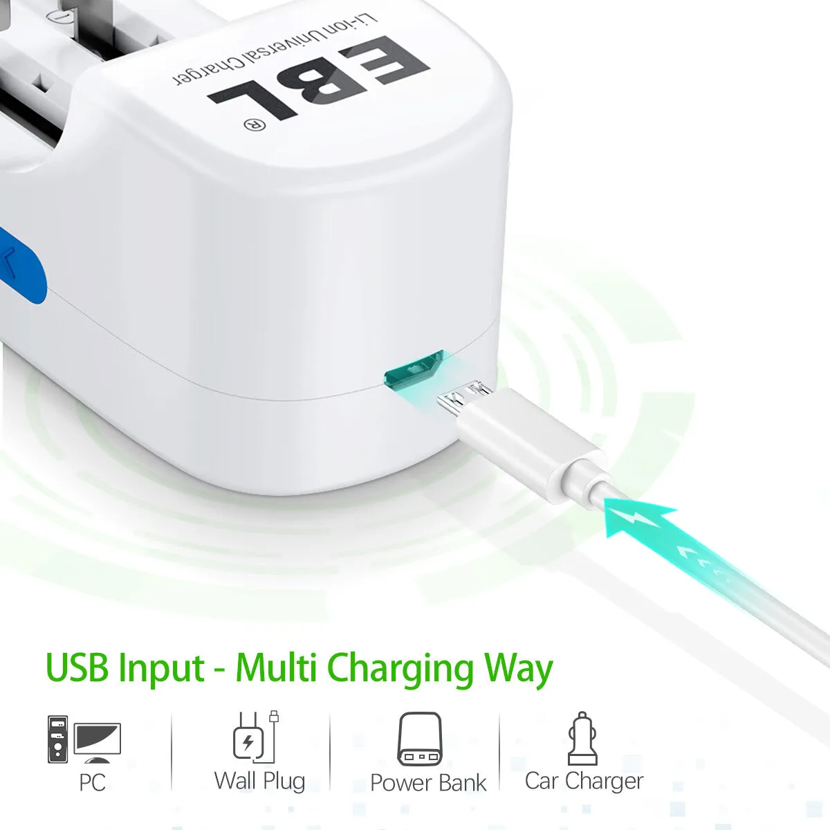 EBL 839 Lithium Battery Charger for 18650 16340 14500 Li-ion Batteries