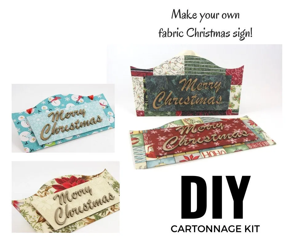 Fabric Christmas sign DIY kit, Christmas sign decor, cartonnage kit 142, online instructions included