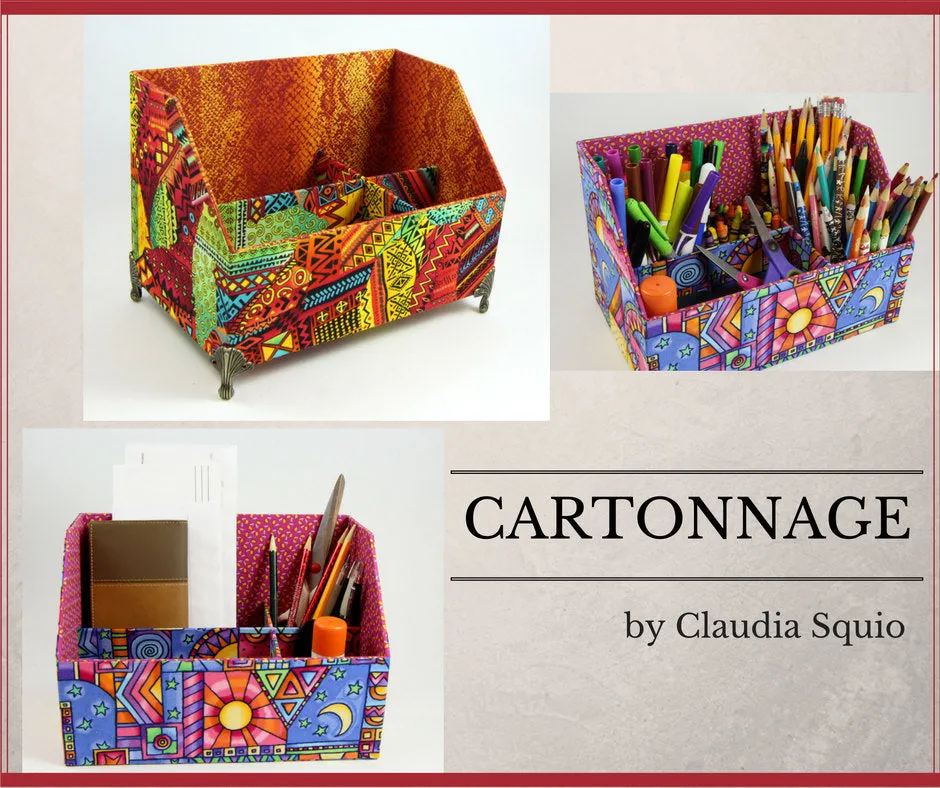 Fabric desk organizer DIY kit, cartonnage kit 149, online instructions included