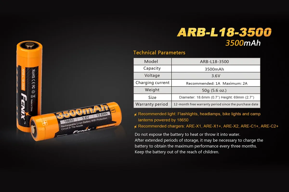 Fenix ARB-L18 18650 Battery (3500mAh)