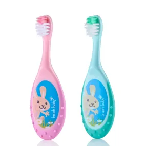 FlossBrush™ Baby Bristles Toothbrush (0-3 Years) Double Pack - Pink & Teal