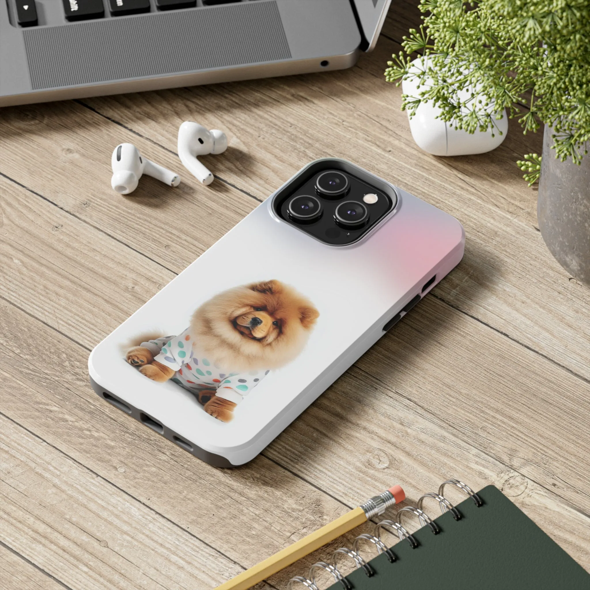 Fluffy Chow Chow Dog Touch Case for iPhone with Wireless Charging