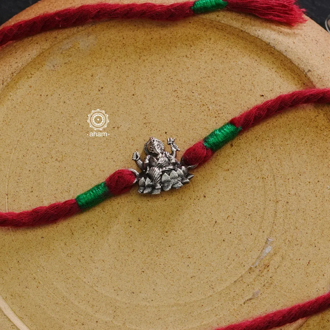 Ganesha Lotus Silver Rakhi