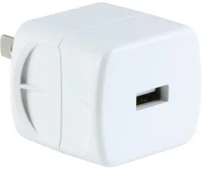 GE 94337 1-Amp 1-Port USB Wall Charger with Folding Prongs (White)