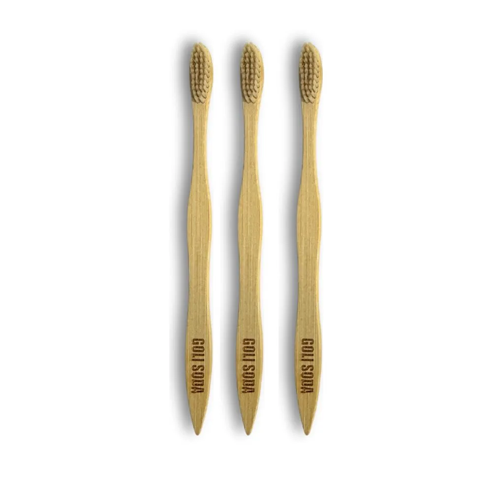 Goli Soda Natural Bamboo Toothbrush With Soft Plant Based Bristles (Pack Of 3)