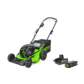 Greenworks 21" Brushless Push Mower with 5AH Battery & 8A Dual Port Charger