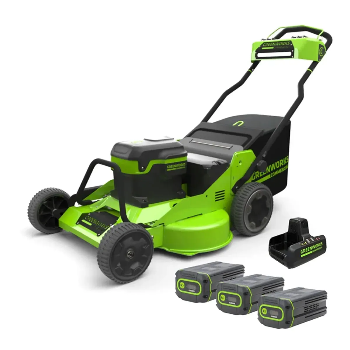 Greenworks Lawn Mower 30” Self-Propelled with (3) 8Ah Batteries and Dual Port Charger