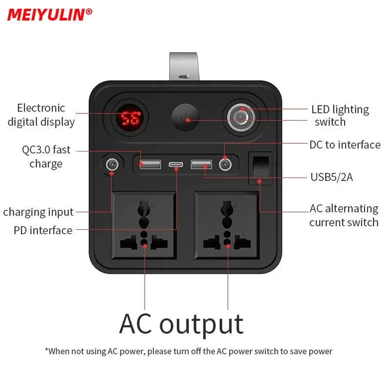 High-Capacity 90000mAh Solar Power Generator 300W Portable Battery Inverter for Camping and Emergencies