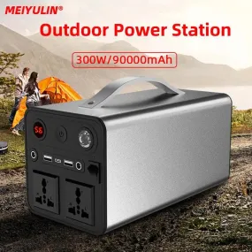 High-Capacity 90000mAh Solar Power Generator 300W Portable Battery Inverter for Camping and Emergencies