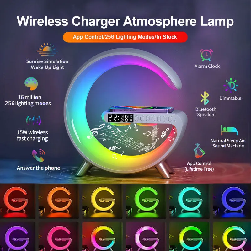 Intelligent LED Lamp-Bluetooth Speaker-Wireless Charger-Atmosphere Lamp-App Control For Bedroom