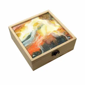 Jewellery Box Makepup Organizer -  Yellow And Green Space Watercolor