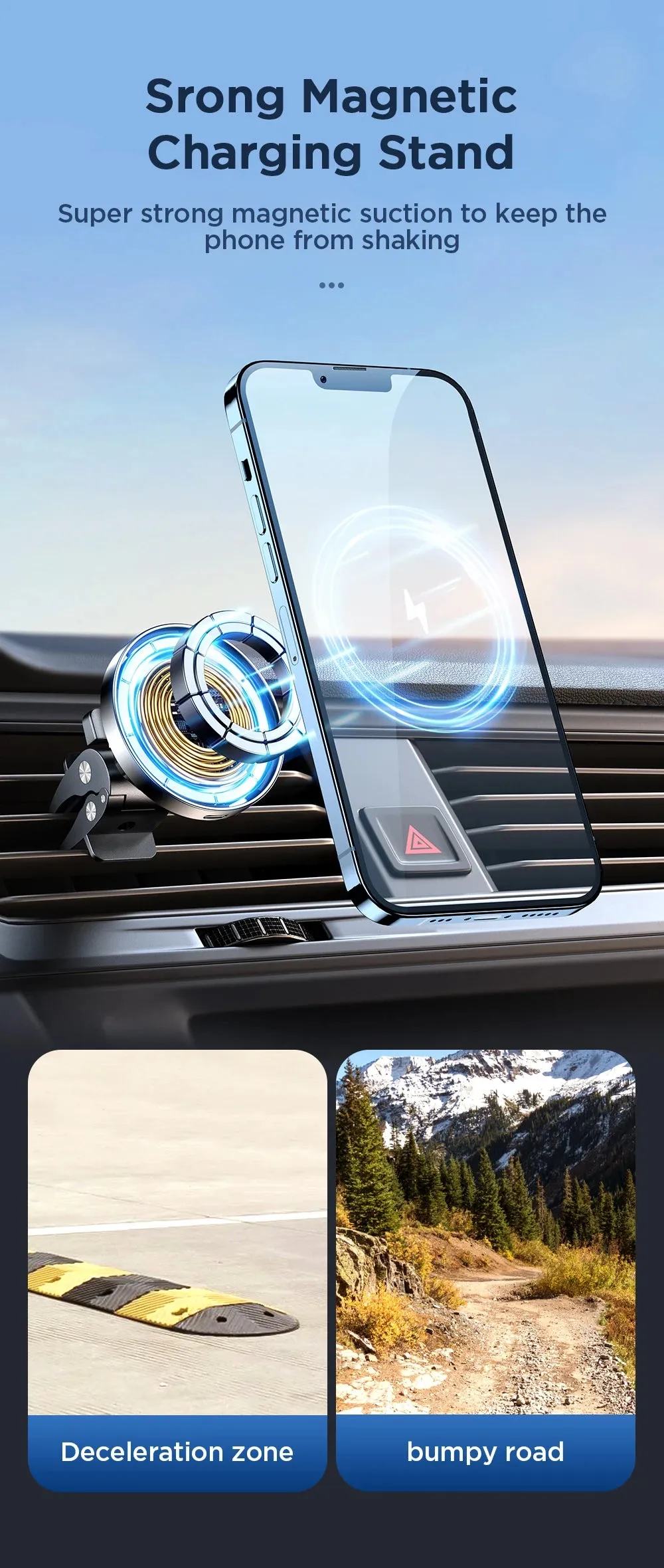 Joyroom Magnetic Car Phone Holder 15W Qi Wireless Car Charger For iPhone 14 13 12 Series Fast Air Vent Charging Phone Holder