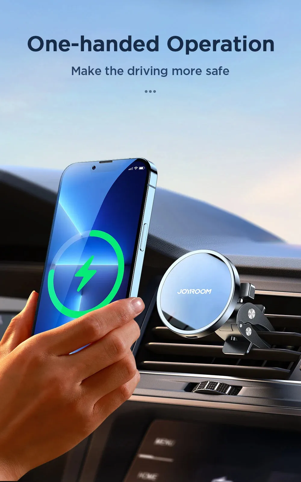 Joyroom Magnetic Car Phone Holder 15W Qi Wireless Car Charger For iPhone 14 13 12 Series Fast Air Vent Charging Phone Holder