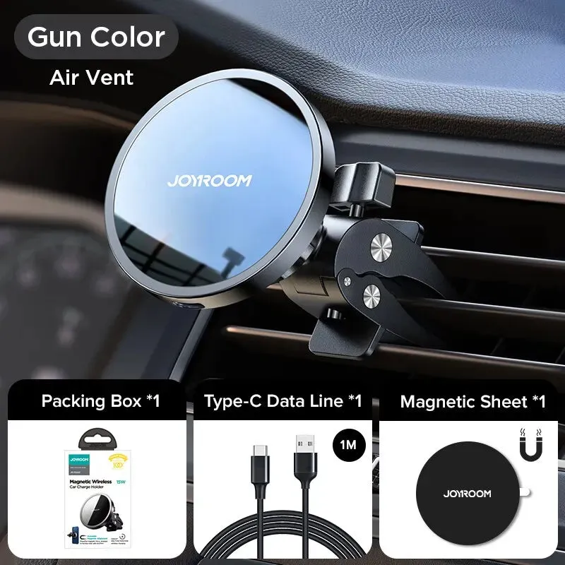 Joyroom Magnetic Car Phone Holder 15W Qi Wireless Car Charger For iPhone 14 13 12 Series Fast Air Vent Charging Phone Holder