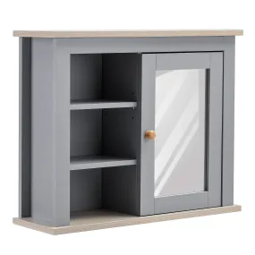 kleankin Bathroom Wall Mirror Cabinet, Cupboard with Door, Adjustable Shelf - Grey