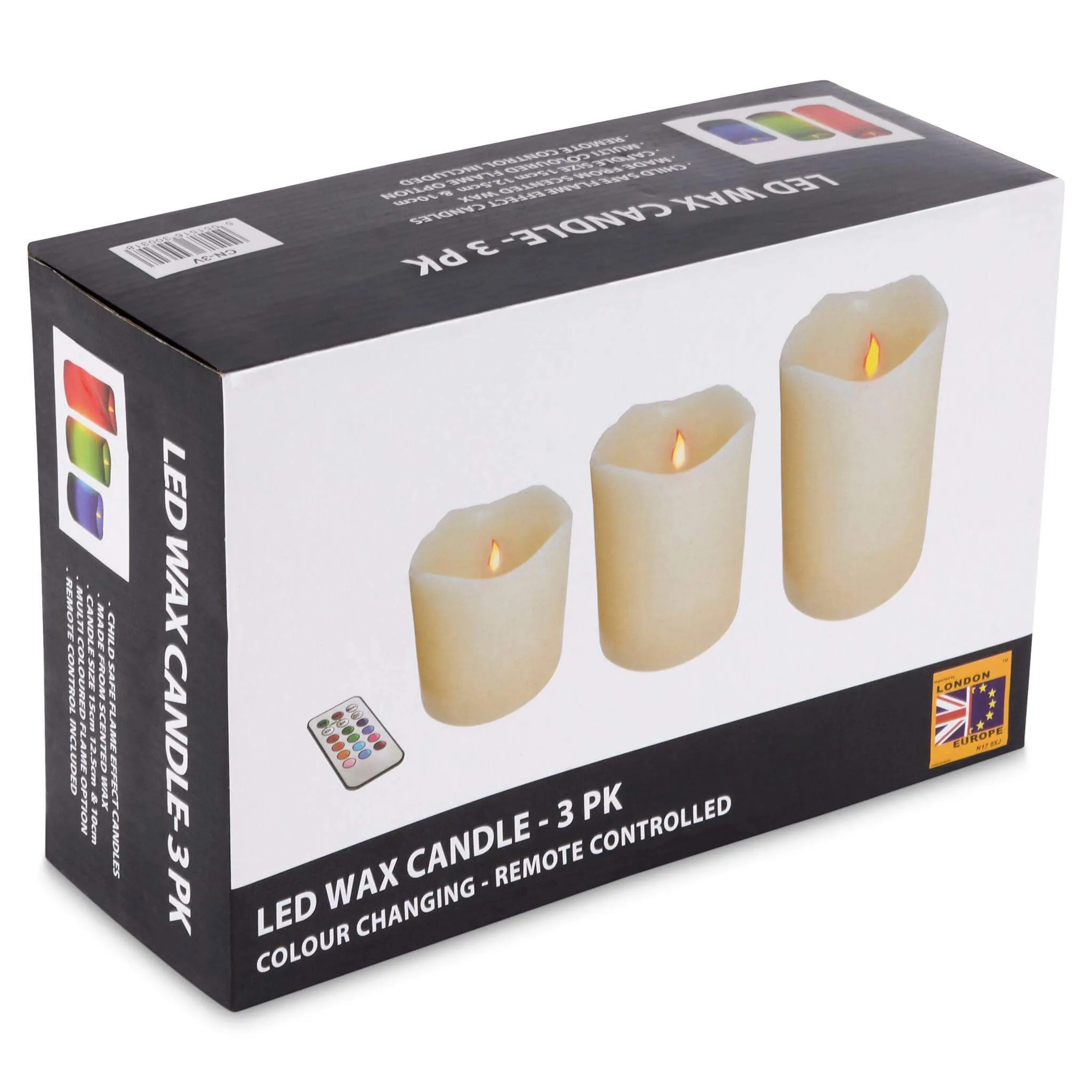 LED Remote Control Vanilla Wax Candles - 3 Pack