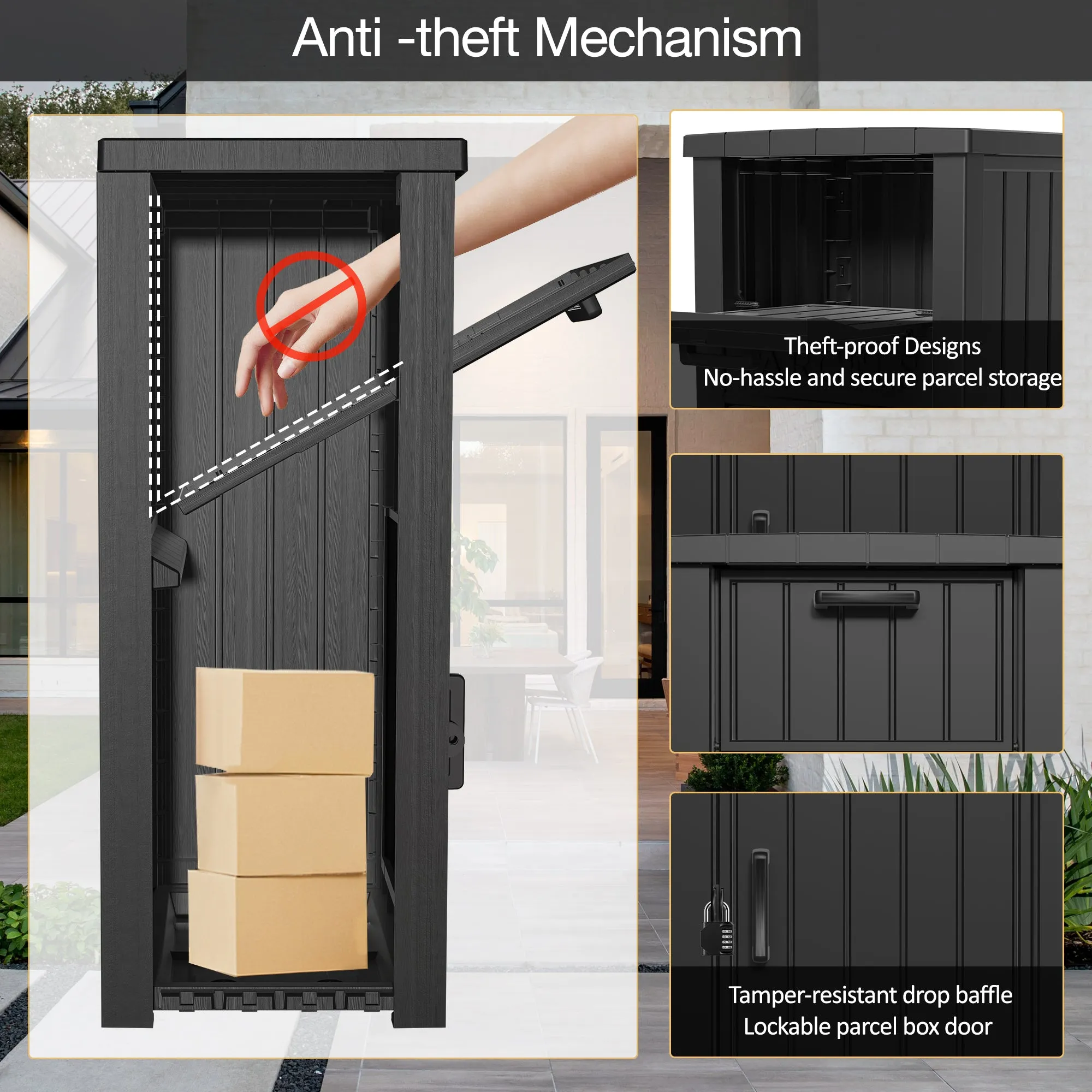 Lockable Secure Porch Delivery Box with Storage Compartment