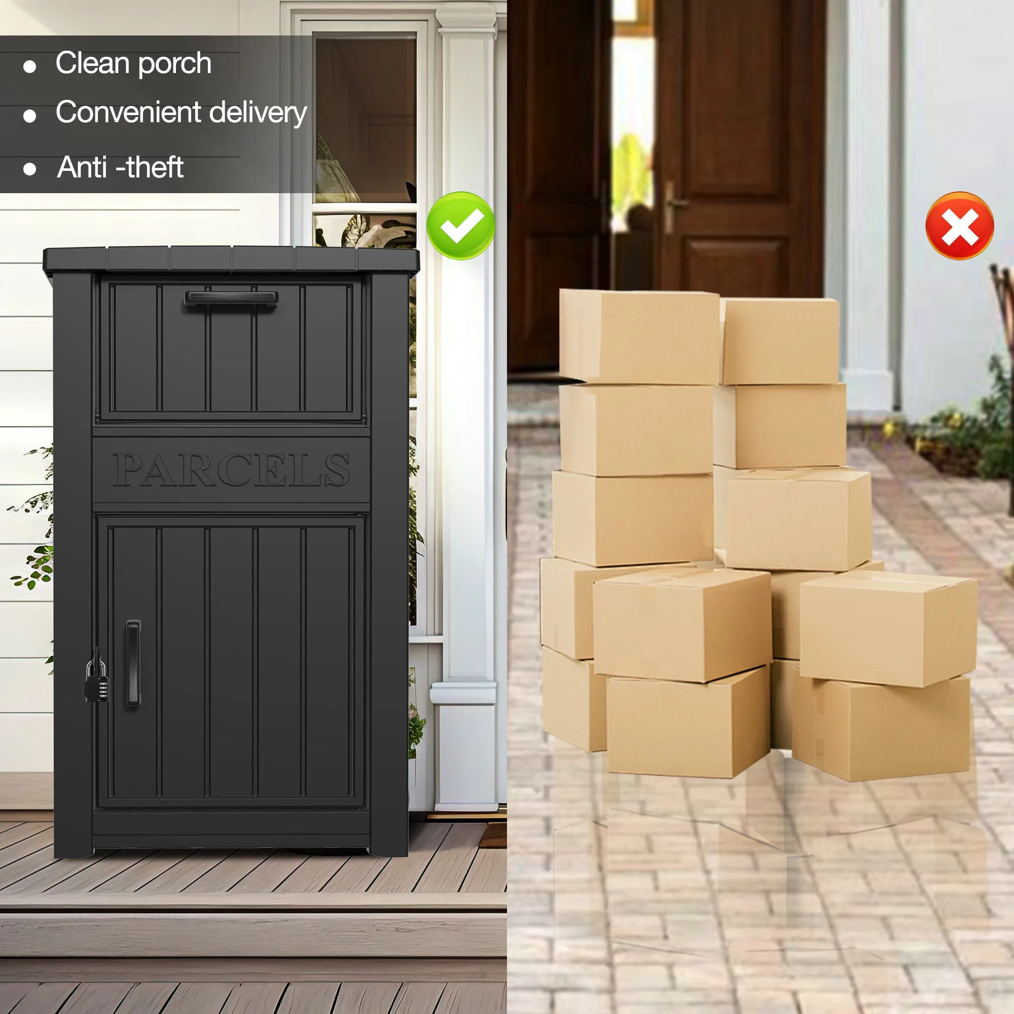 Lockable Secure Porch Delivery Box with Storage Compartment