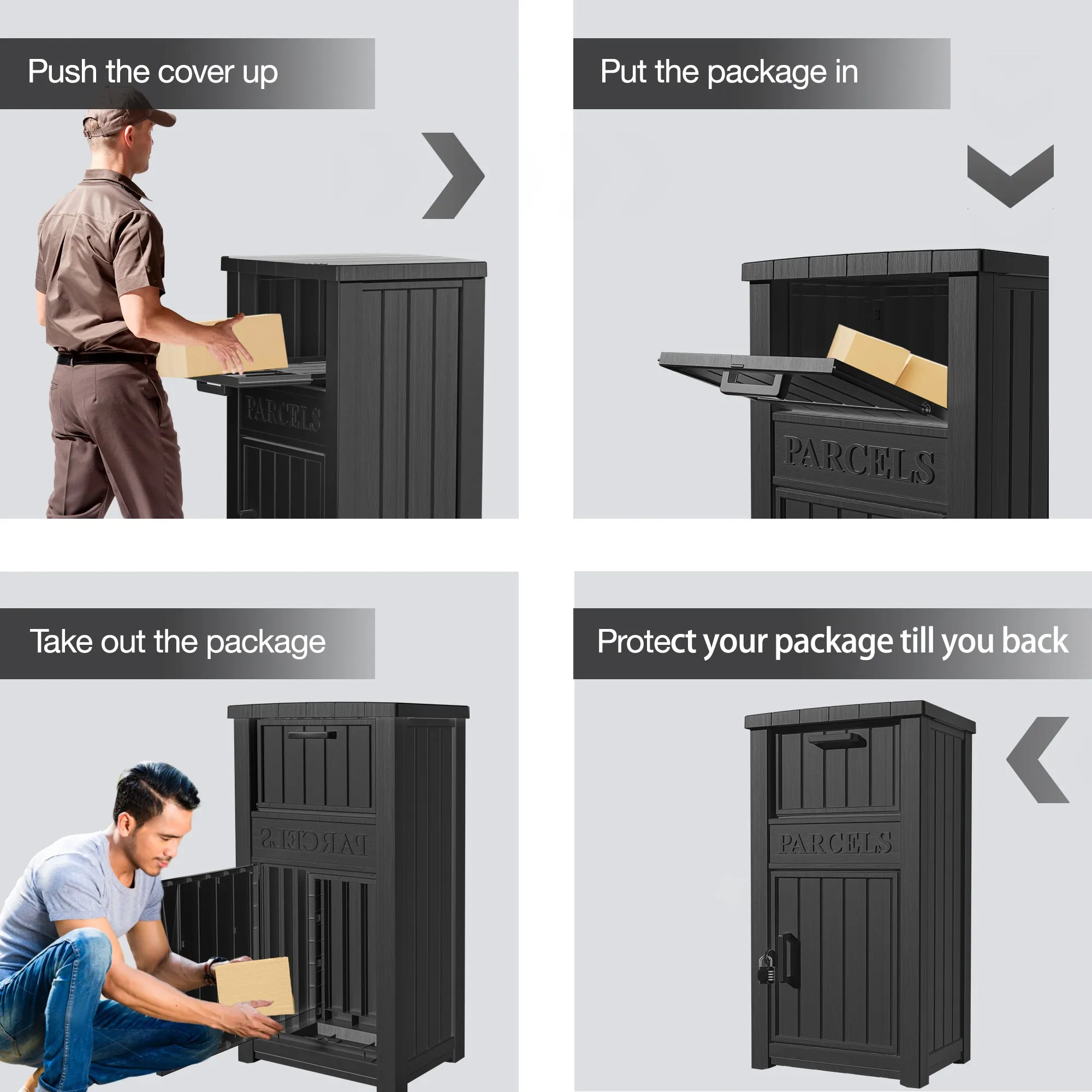 Lockable Secure Porch Delivery Box with Storage Compartment