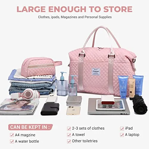 LOVEVOOK Weekender Bag for Women Cute Travel Tote Bag Gym Duffel Bag with Toiletry Bag Carry On Bag Overnight Bag with Wet Pocket Hospital Bag for Labor and Delivery