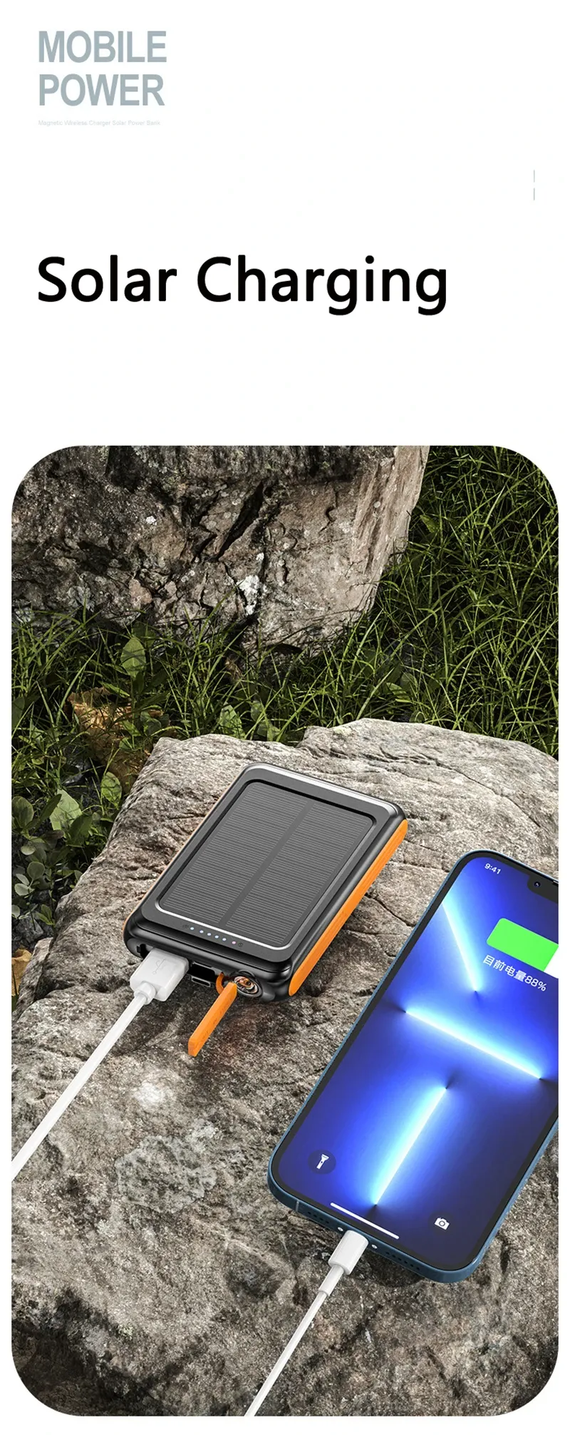 Magsafe Solar Wireless Charging Power Bank - 5000mah