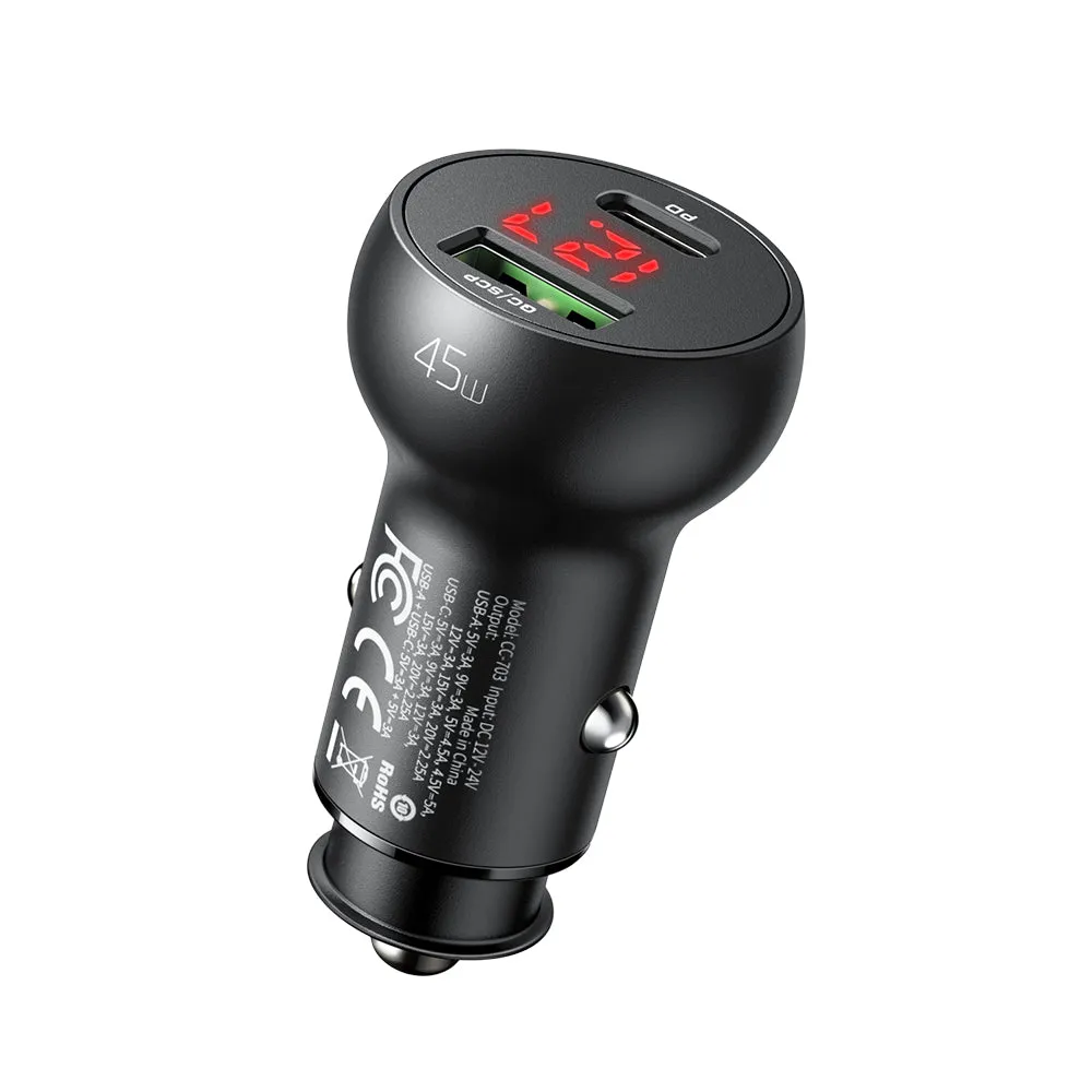 Mcdodo Mushrooms Series PD 45W Digital Display Car Charger