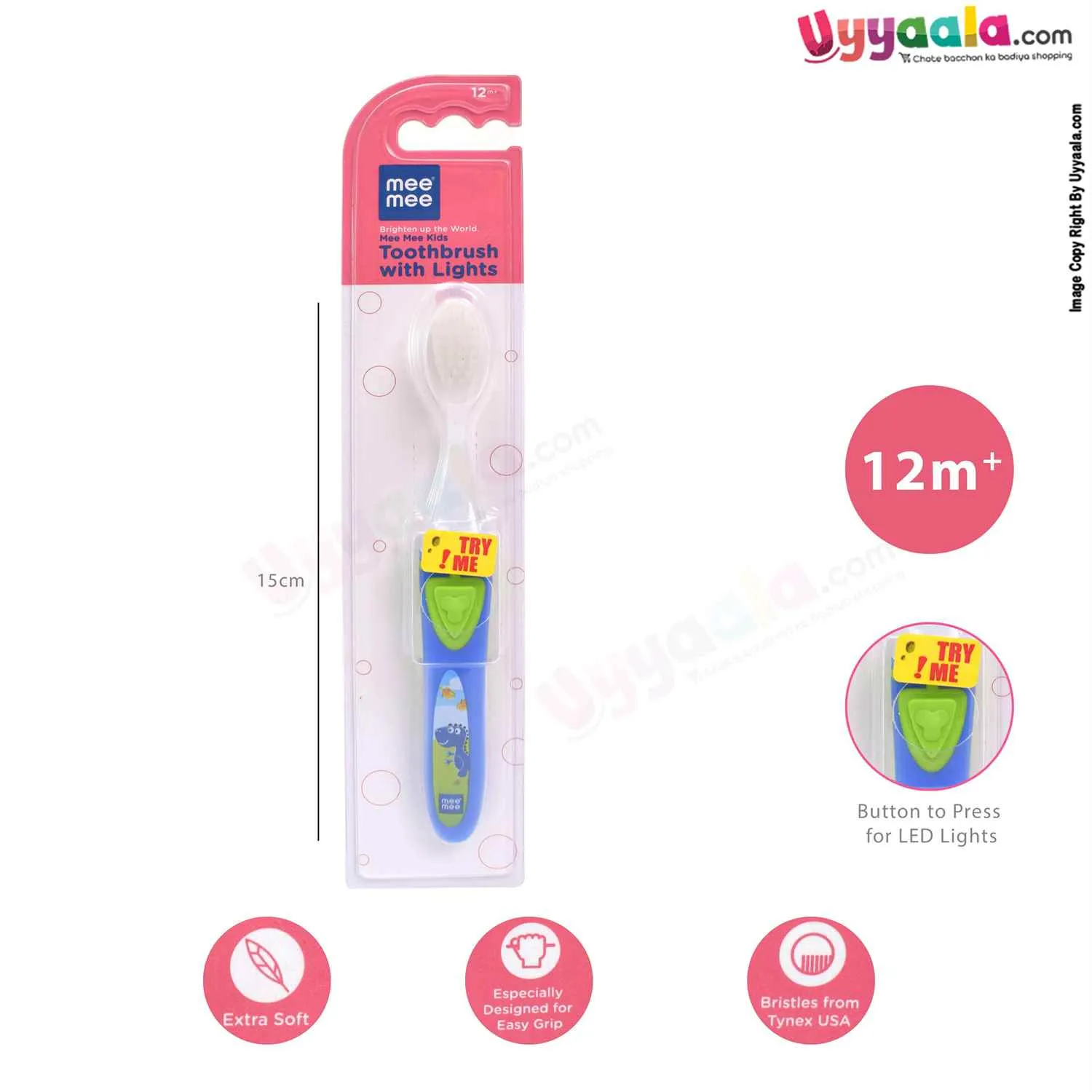 MEE MEE Extra soft Kids Toothbrush with Multiple colour Lights, 12m  age, Blue