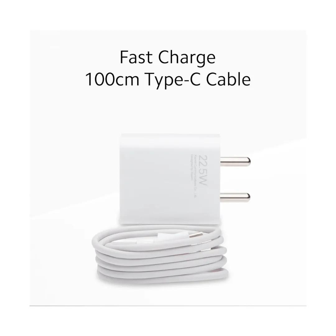 MI Xiaomi 22.5W Fast Charger with USB-C Cable, Quick Charge 3.0 Power Adapter Compatible with Redmi Note Series, Poco, Mi, Any Type C Devices