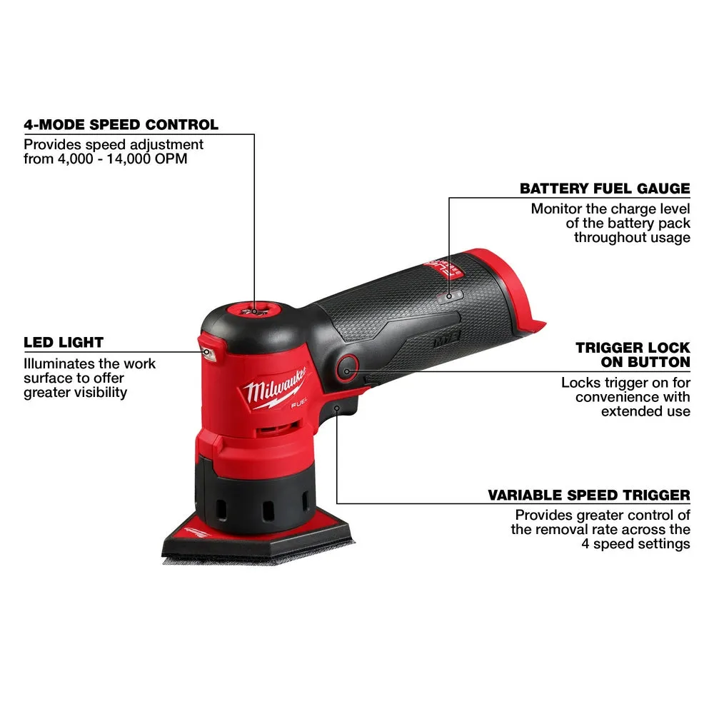 Milwaukee 2531-20 M12 FUEL 12V Cordless Orbital Detail Sander - Bare Tool