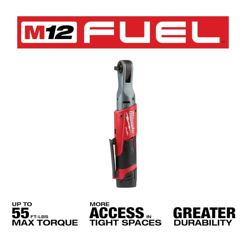 Milwaukee 2557-22 M12 FUEL 12V 3/8-Inch 55-Ft-Lbs. Li-Ion Cordless Ratchet Kit