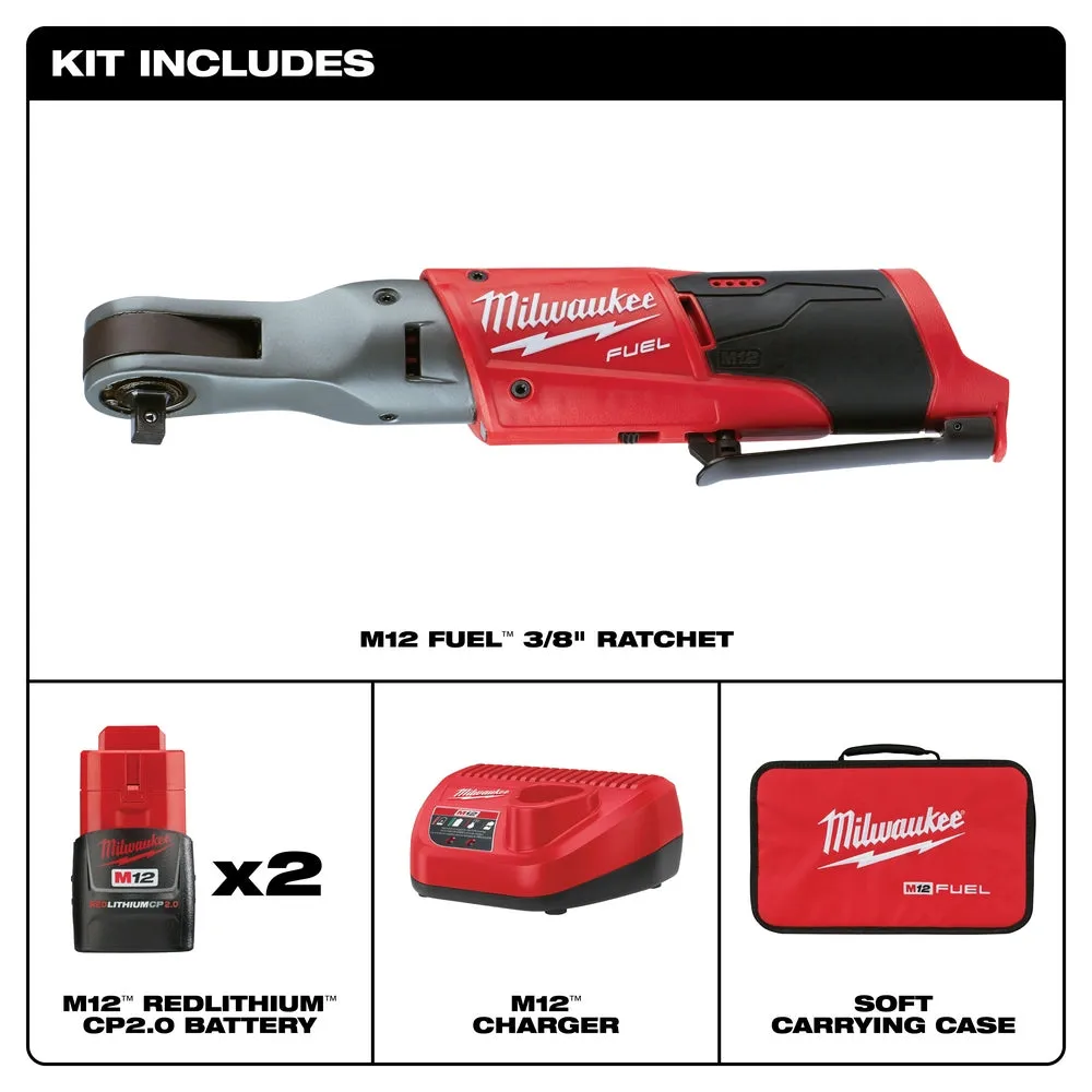 Milwaukee 2557-22 M12 FUEL 12V 3/8-Inch 55-Ft-Lbs. Li-Ion Cordless Ratchet Kit