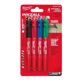 Milwaukee 48-22-3106 Assorted Colour Fine Point INKZALL Marker (4-Piece)