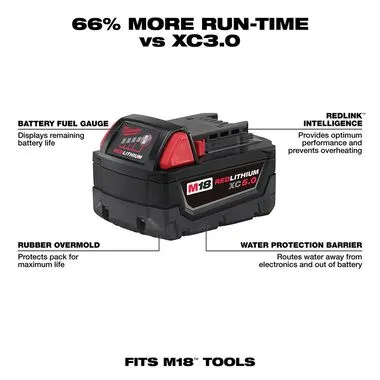 Milwaukee 48-59-1850 M18 Redlithium XC5.0 Starter Kit