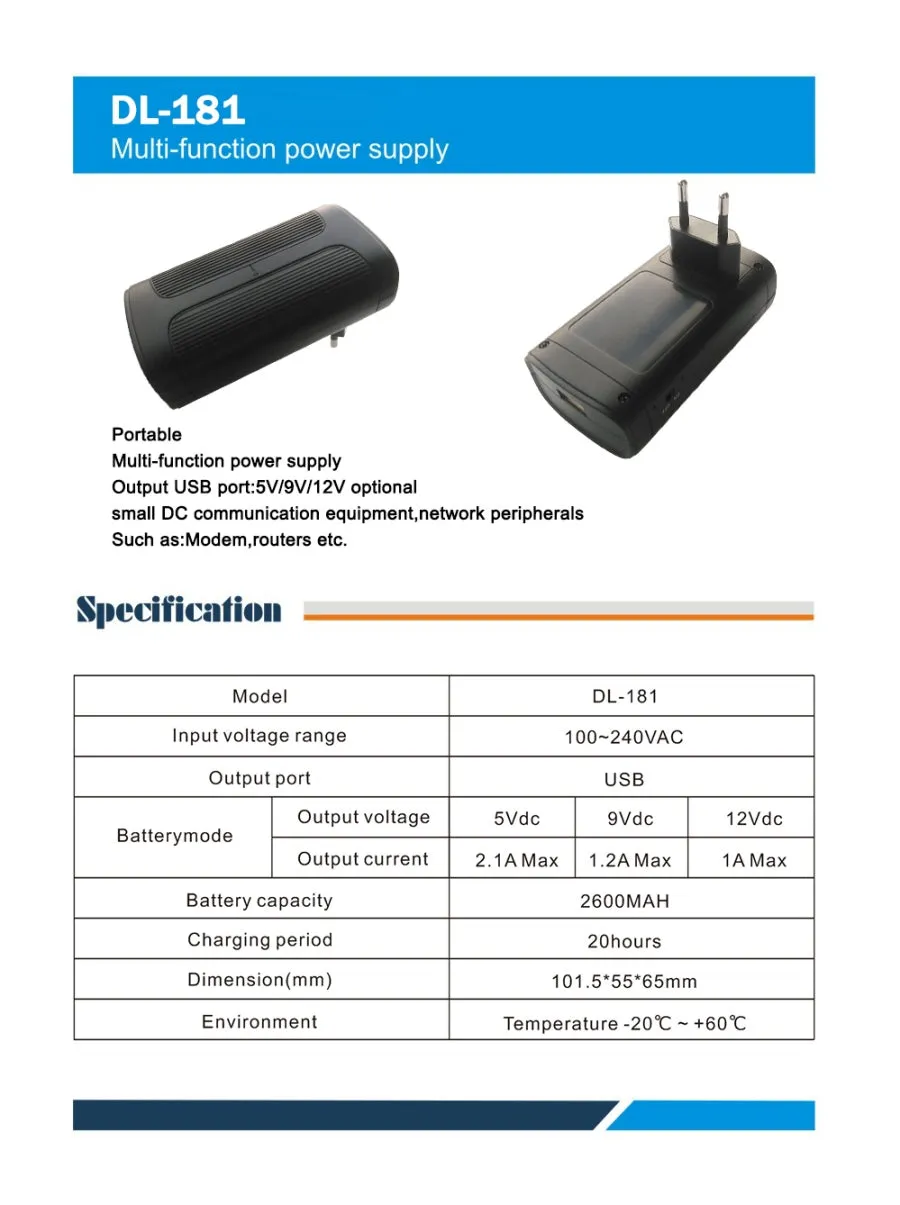 Mini Uninterruptible Power Source UPS with DC adapter Backup to CCTV Camera with Battery Built-in