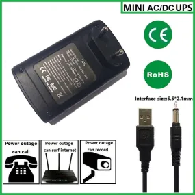 Mini Uninterruptible Power Source UPS with DC adapter Backup to CCTV Camera with Battery Built-in