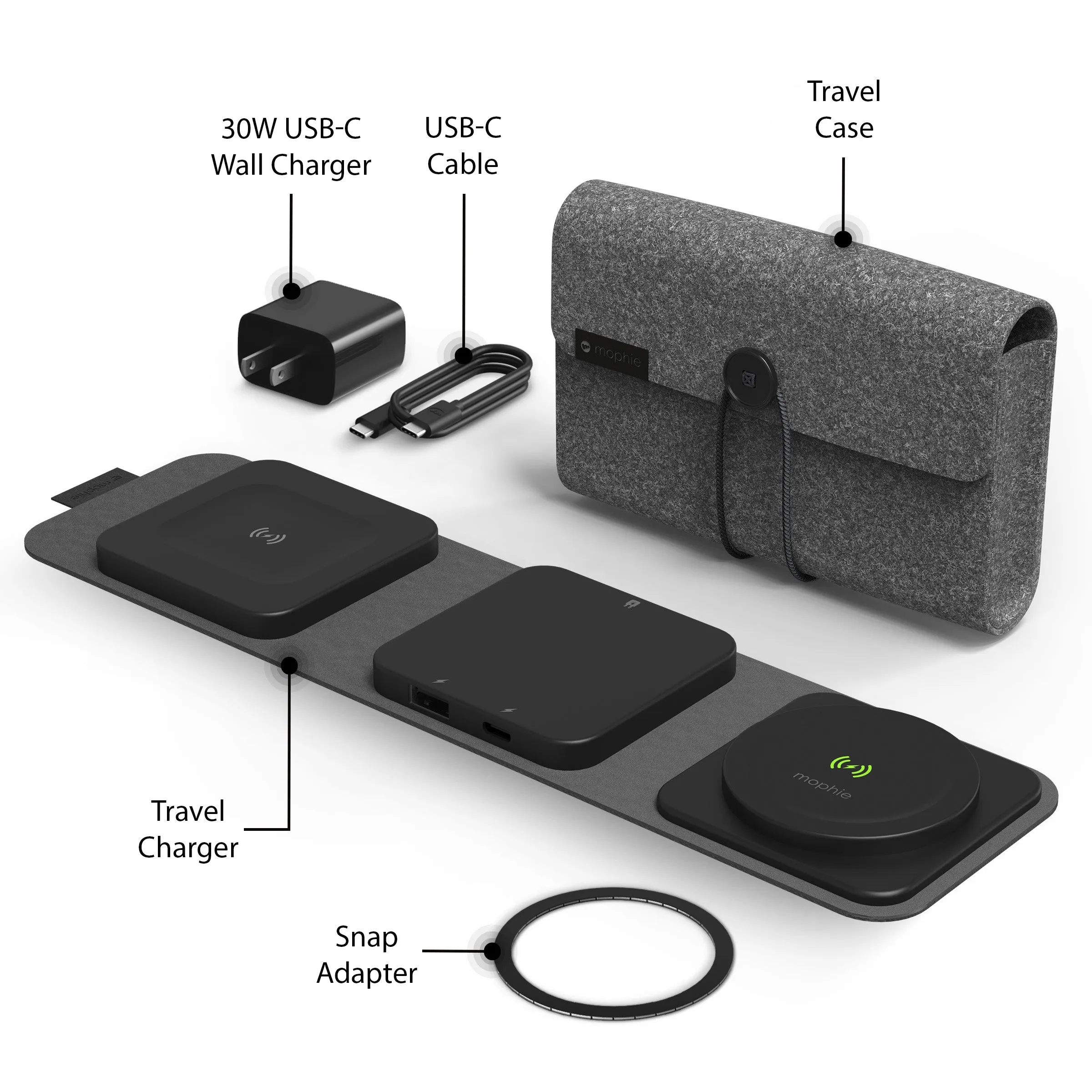 Mophie Wireless Snap  Multi-Device Travel Charger Black