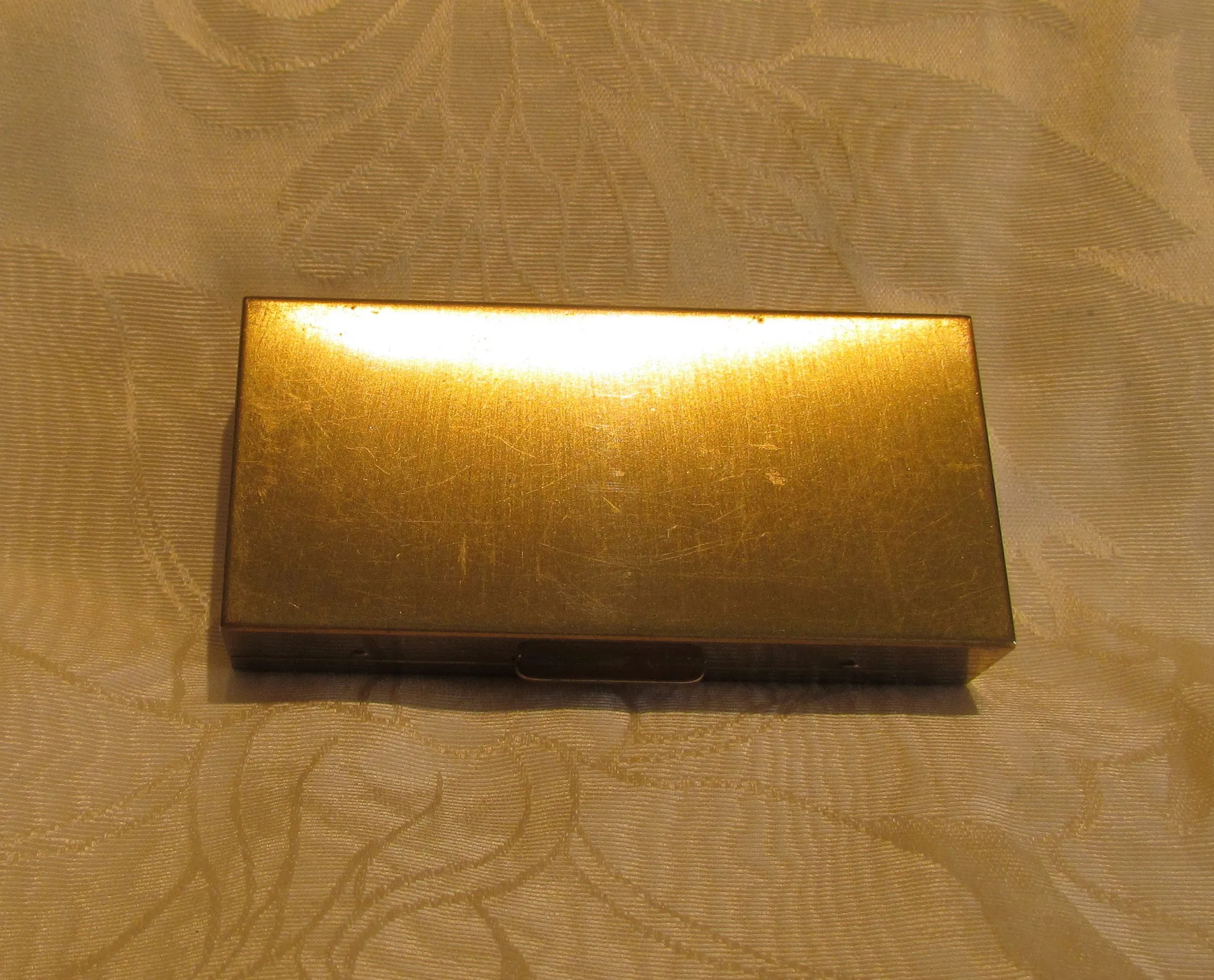 Mother Of Pearl Cigarette Box Mid Century Gold Case Excellent Condition