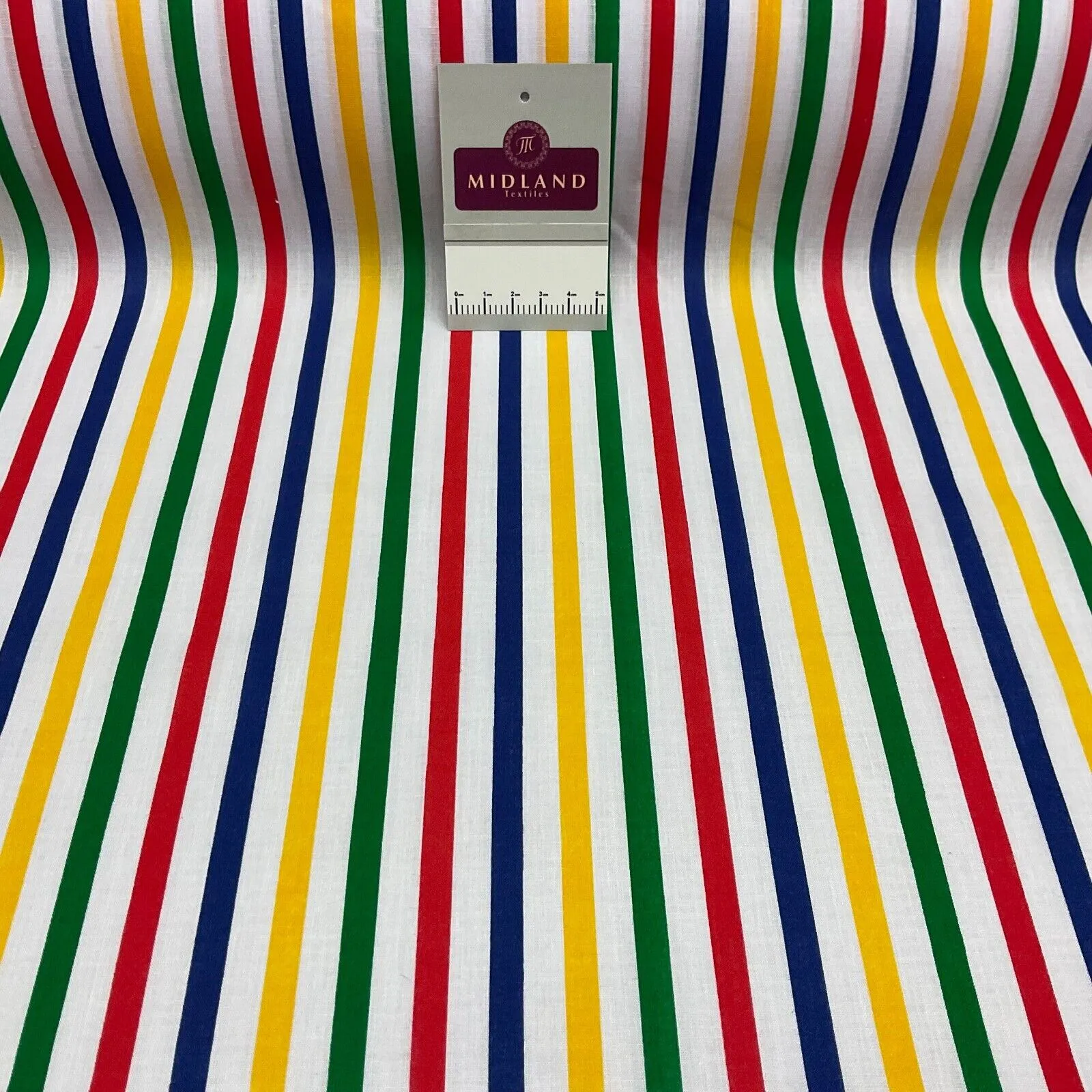 Multi coloured Striped Nautical Stripes Poly cotton printed fabric 110cm M1701