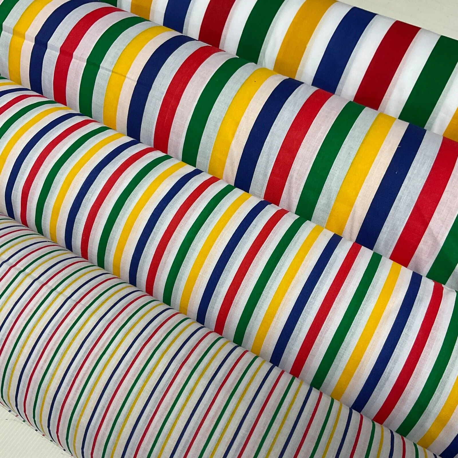 Multi coloured Striped Nautical Stripes Poly cotton printed fabric 110cm M1701