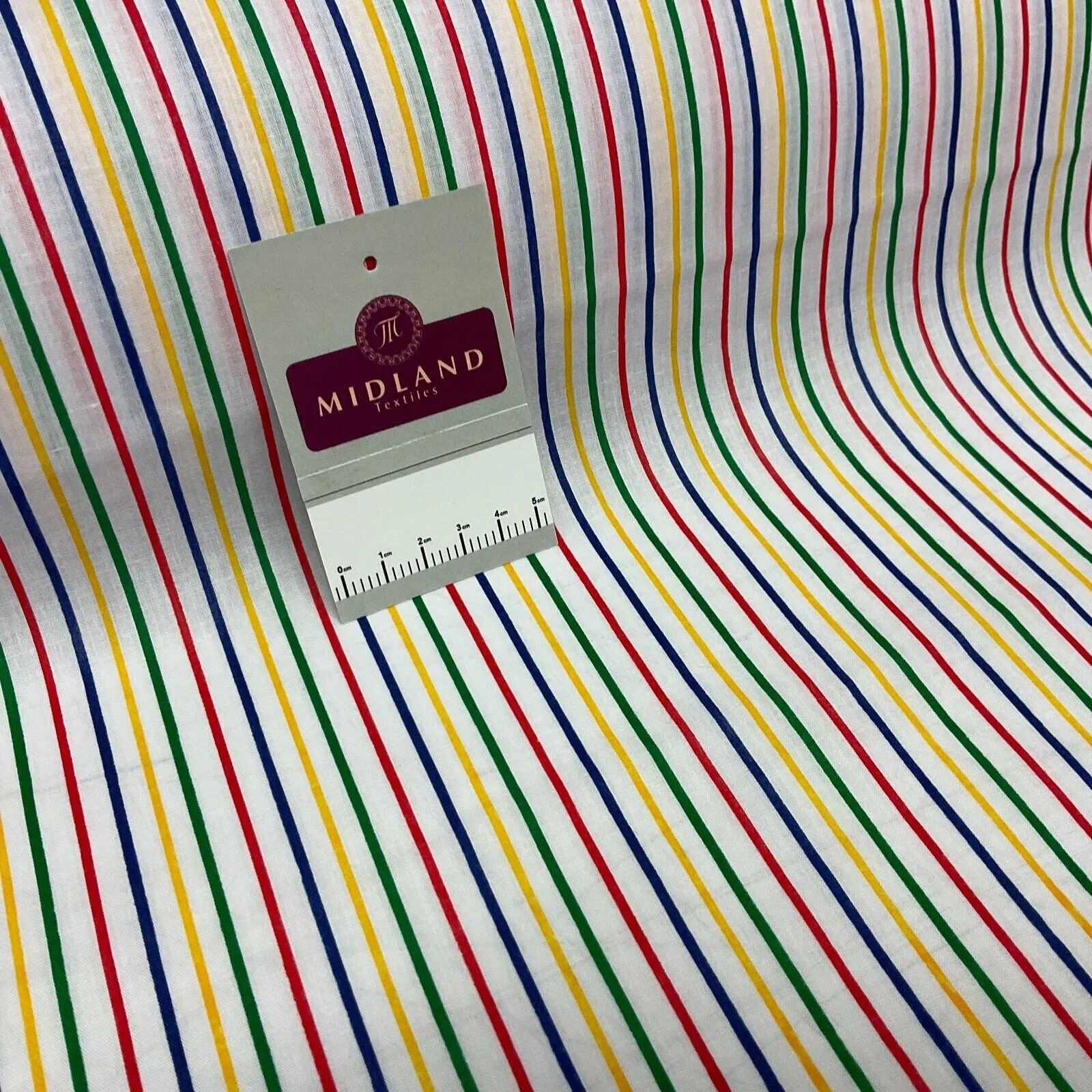 Multi coloured Striped Nautical Stripes Poly cotton printed fabric 110cm M1701